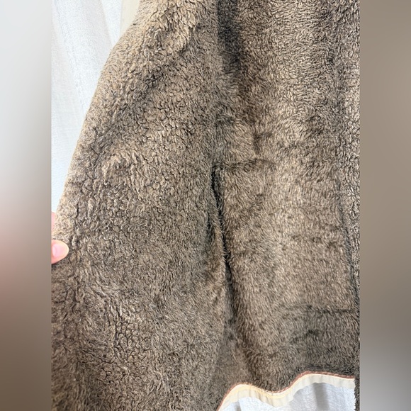 Vintage Glemot Deep Pile Fleece Lined Parka Coat Beige Hooded Size 40 - Picture 6 of 11